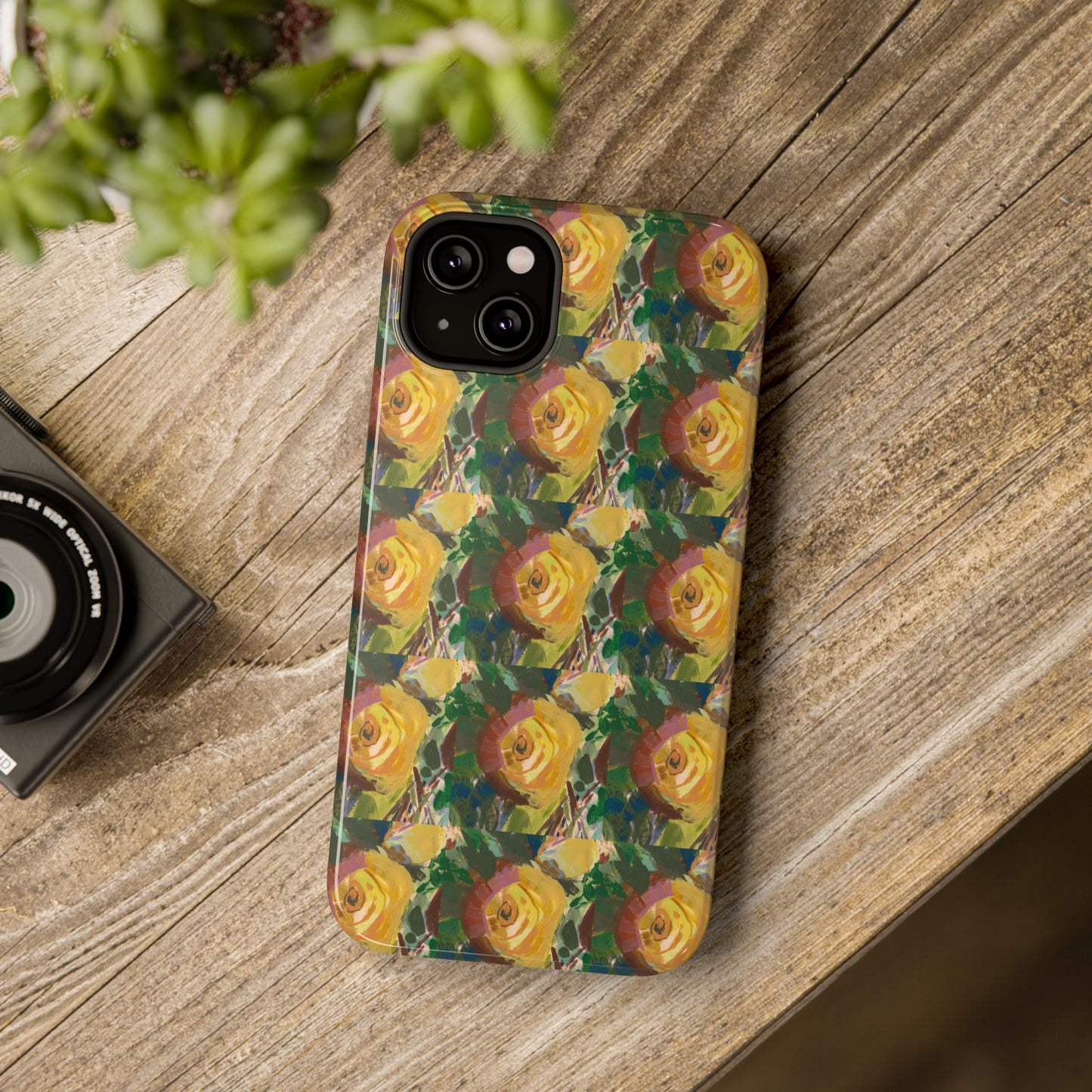 Vintage Yellow Rose - Tile Pattern Phone Case