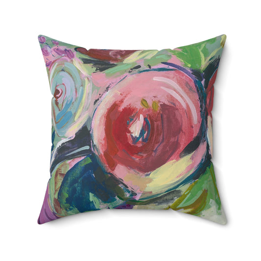 Abstract Floral - Square Throw Pillow