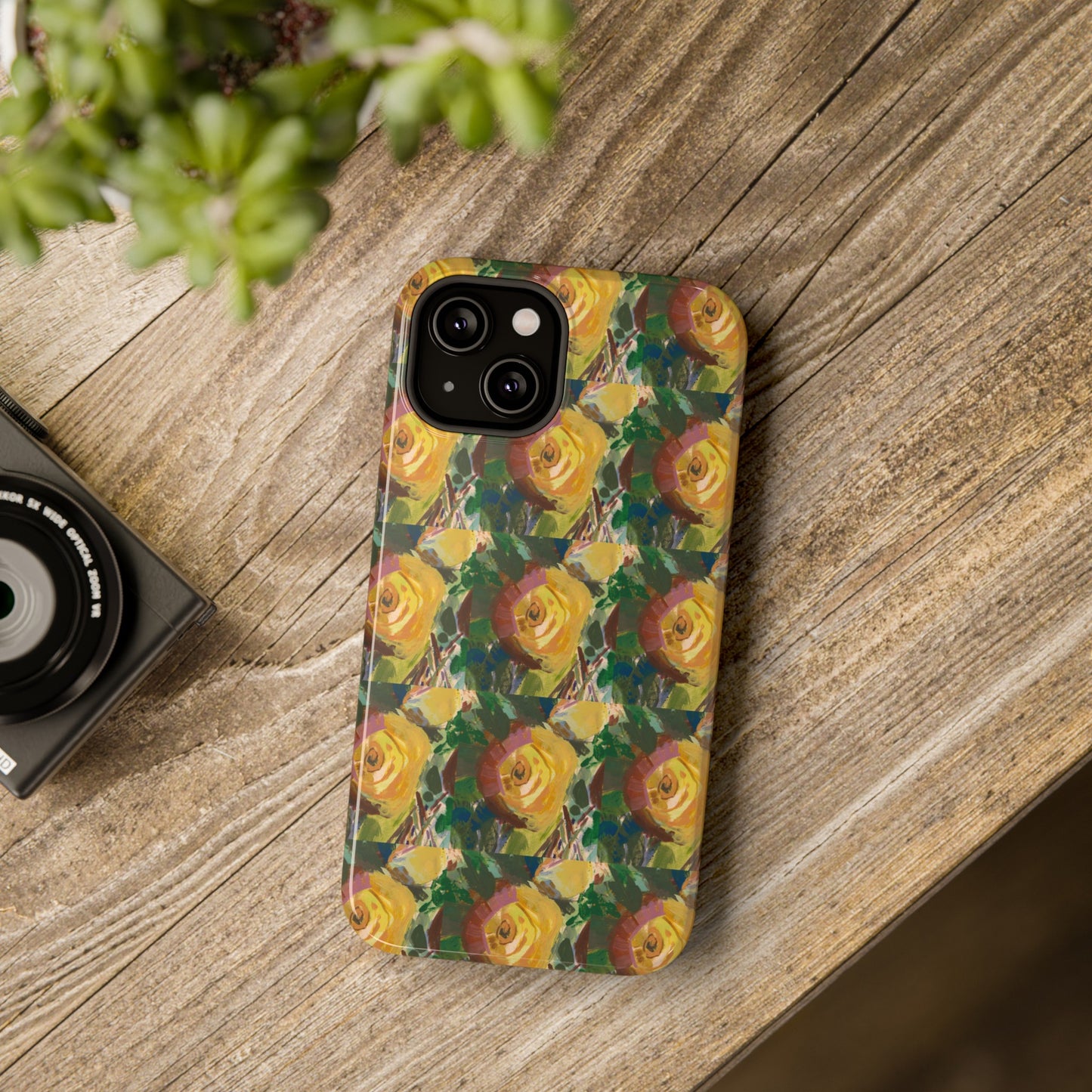 Vintage Yellow Rose - Tile Pattern Phone Case