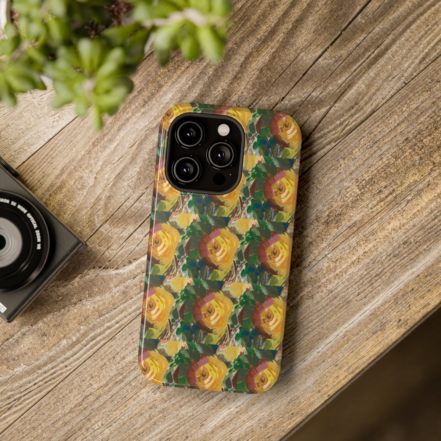 Vintage Yellow Rose - Tile Pattern Phone Case