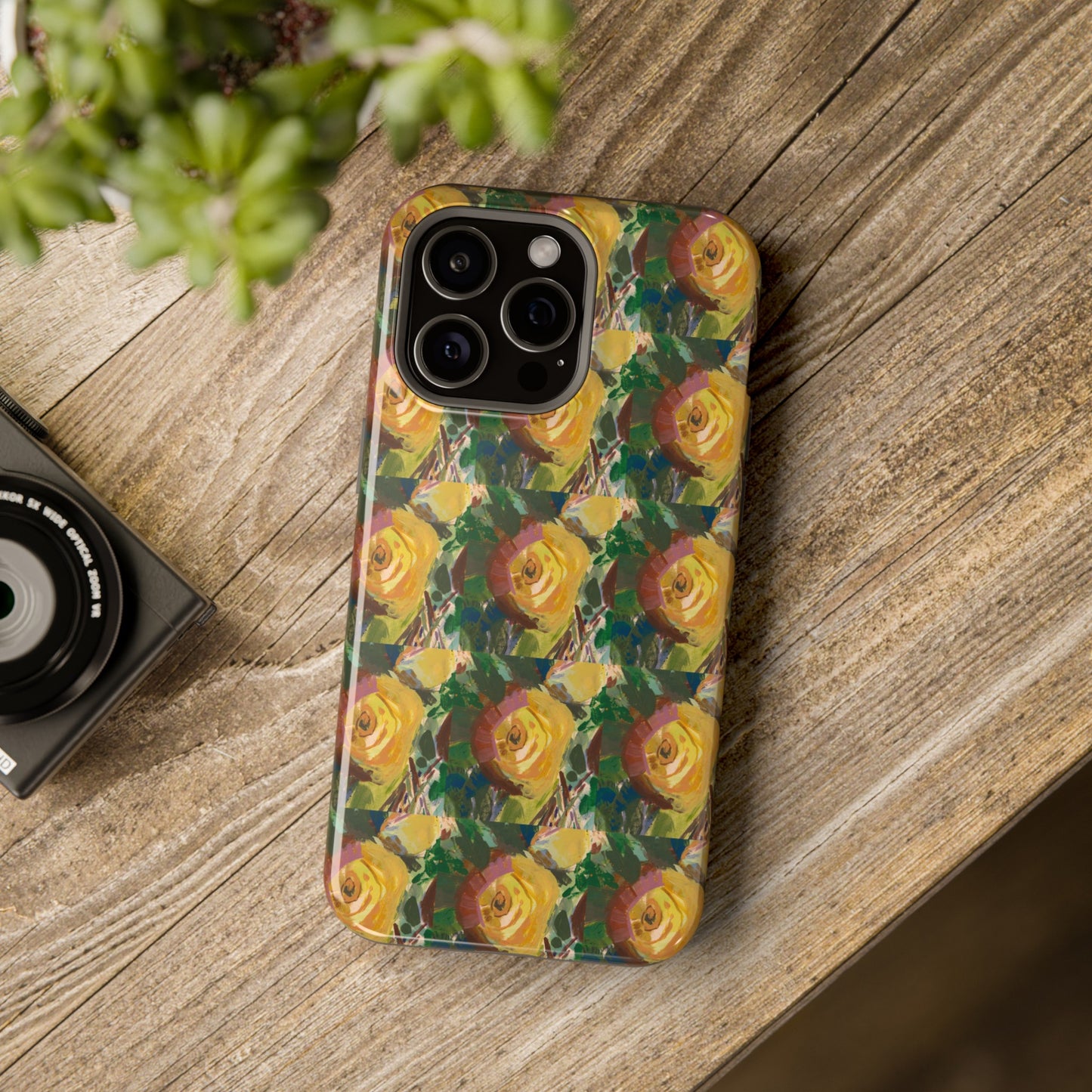 Vintage Yellow Rose - Tile Pattern Phone Case