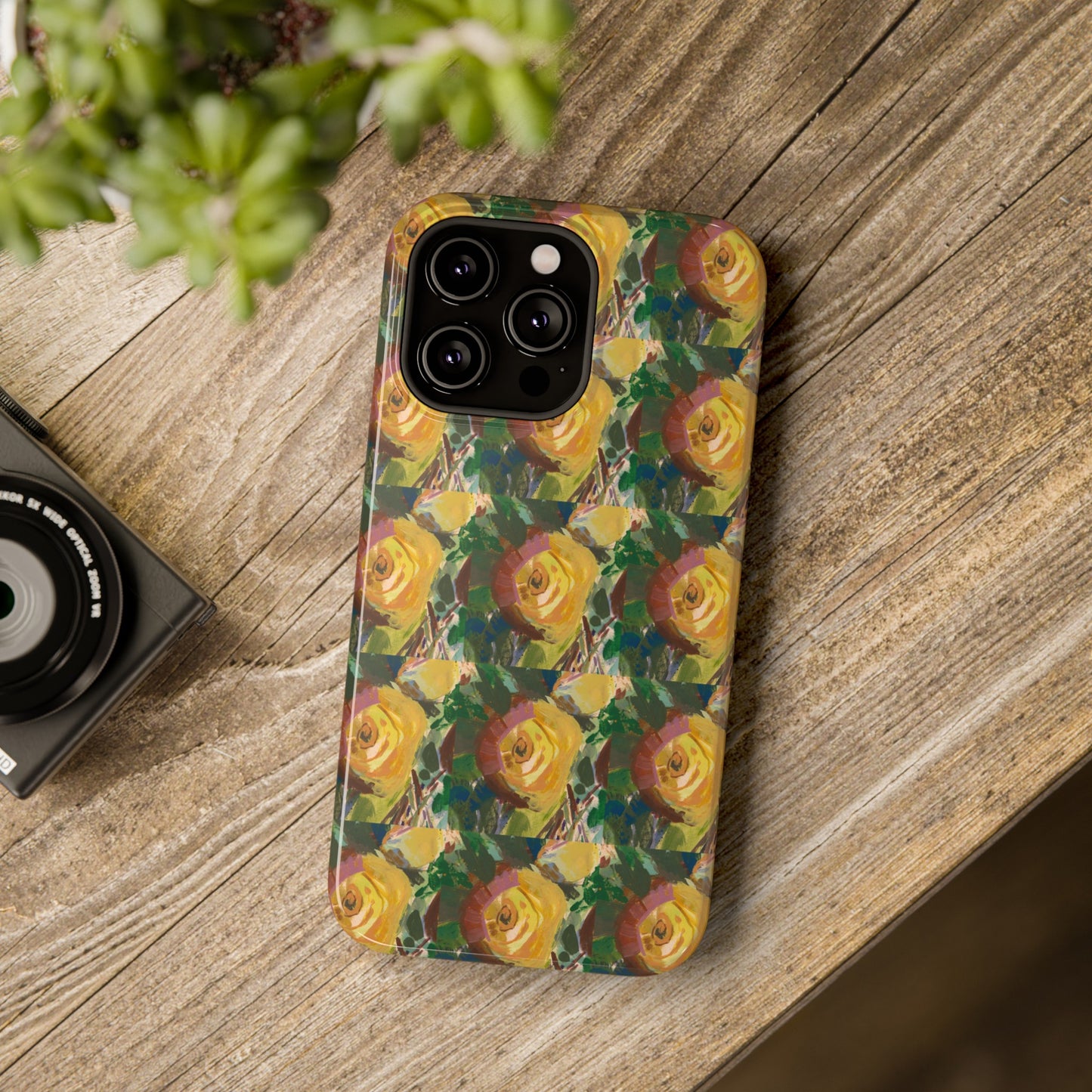 Vintage Yellow Rose - Tile Pattern Phone Case