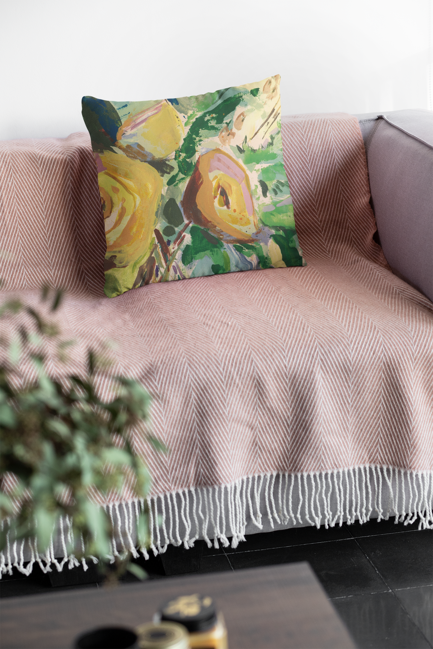 Cheery Yellow - Square Throw Pillow