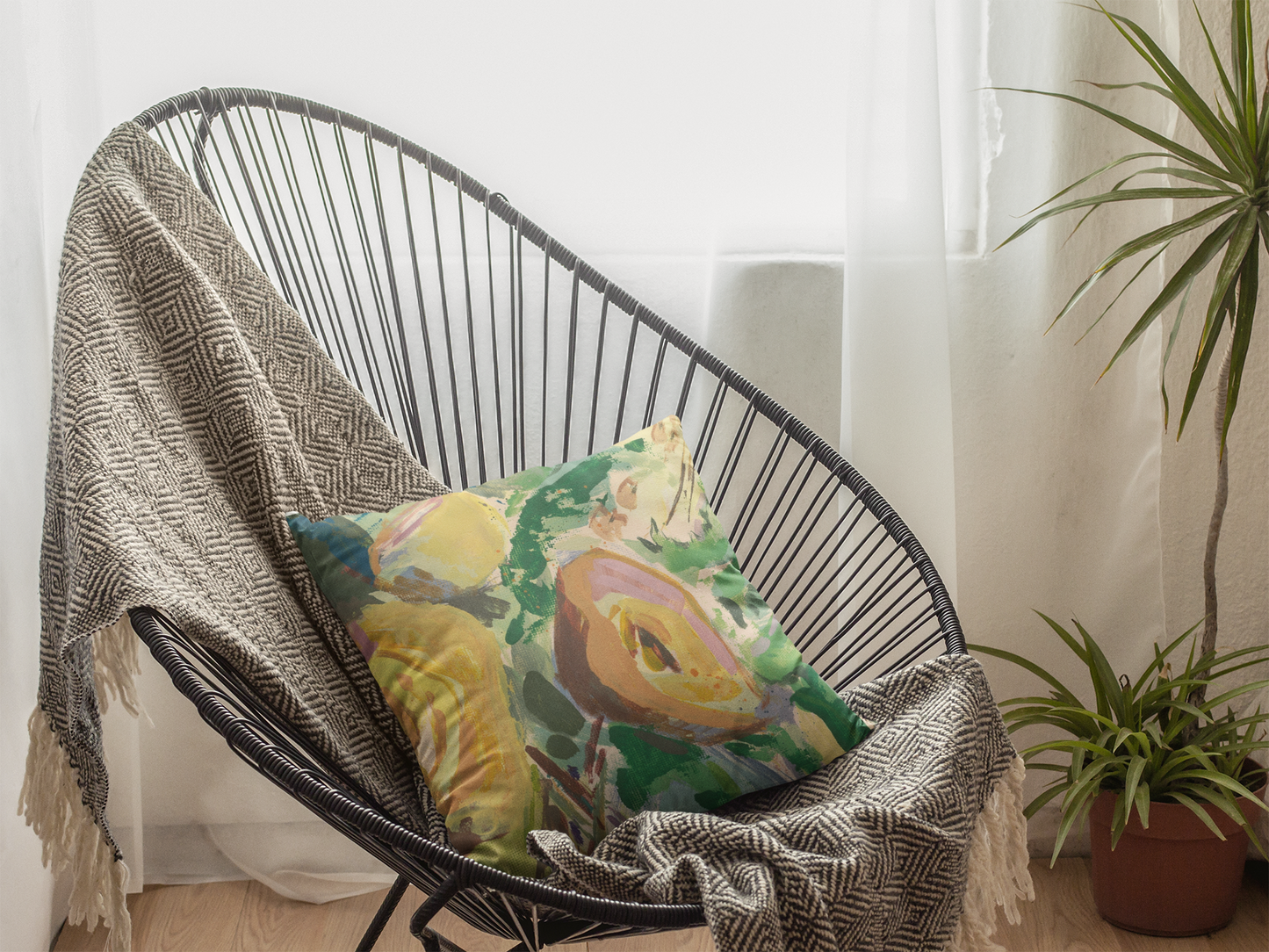 Cheery Yellow - Square Throw Pillow