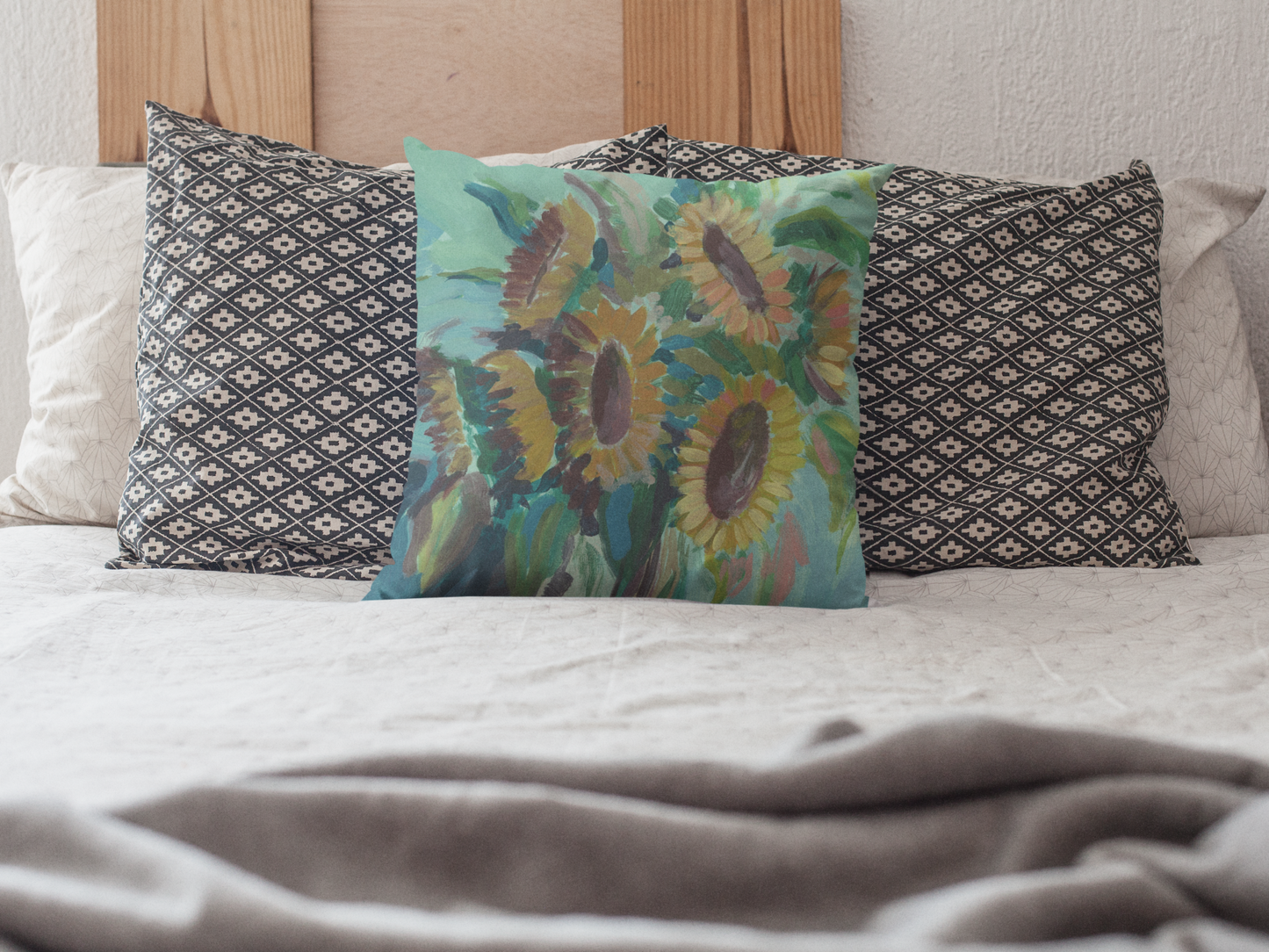 Sunny - Square Throw Pillow