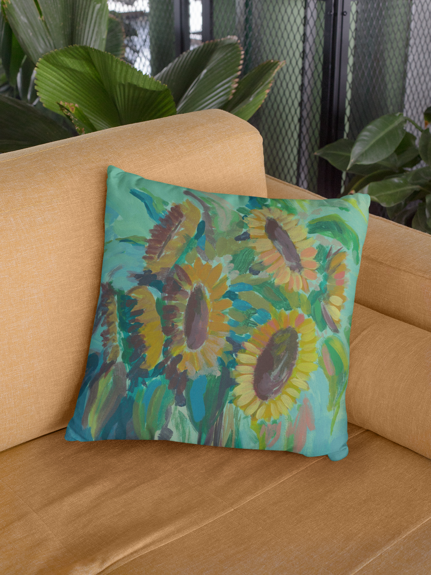 Sunny - Square Throw Pillow